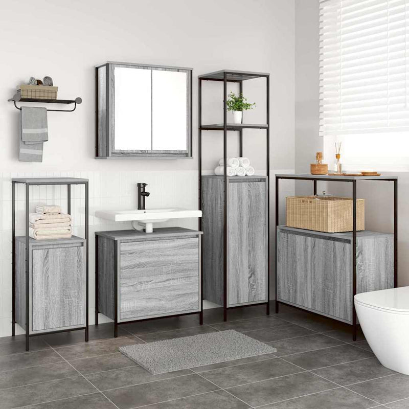 Set de mobilier pentru baie 5 buc. Gri 36 x 35 x 165 cm