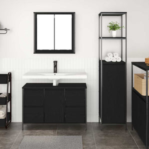 Set de mobilier pentru baie 2 buc. Stejar Negru