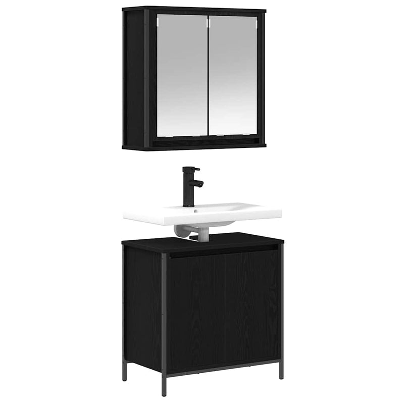 Set de mobilier de baie din 2 piese din lemn de stejar negru