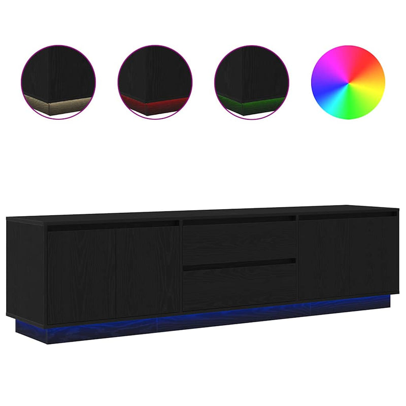Dulap TV cu lumini LED Stejar negru 193,5x41x50 cm