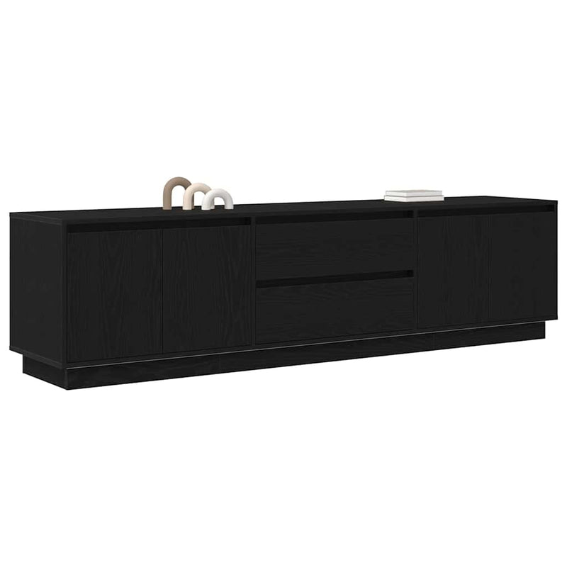 Dulap TV cu lumini LED Stejar negru 193,5x41x50 cm