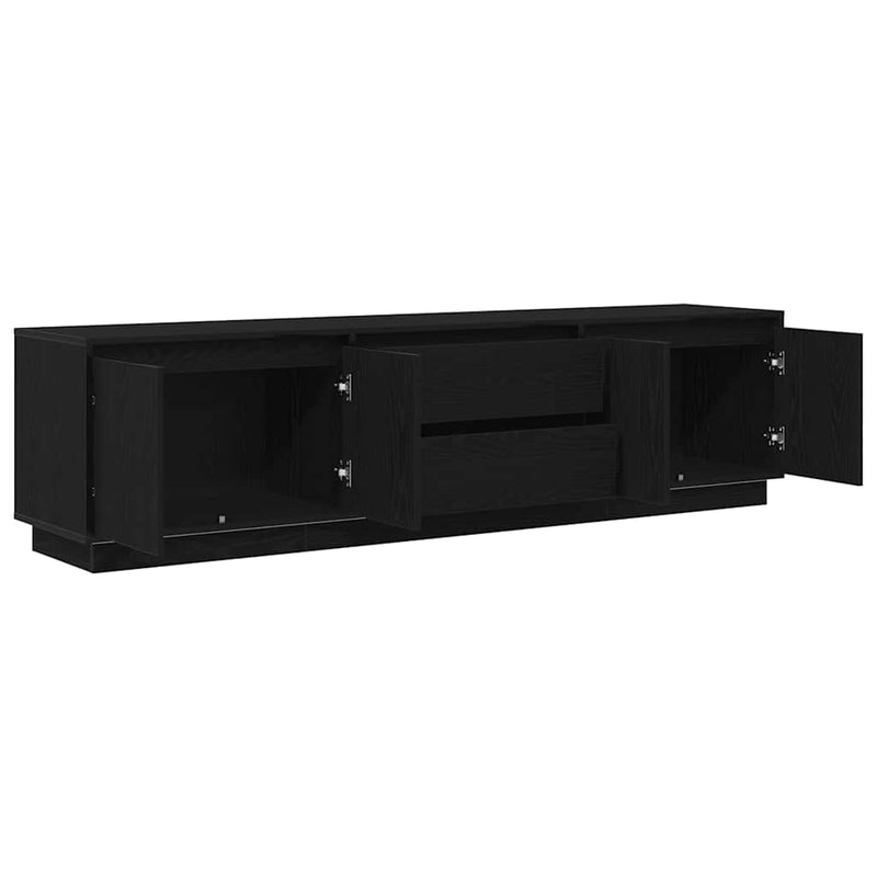 Dulap TV cu lumini LED Stejar negru 193,5x41x50 cm