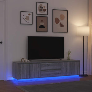 Dulap TV cu lumini LED Gri Sonoma 193,5x41x50 cm