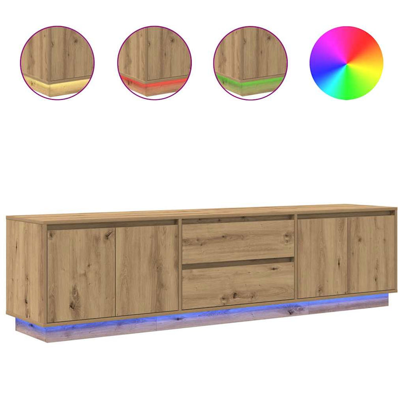 Dulap TV cu lumini LED Artisan Stejar 193,5x41x50 cm