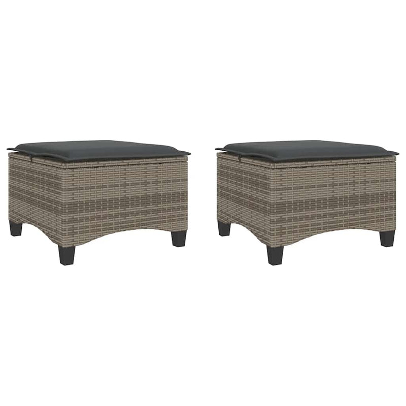 Scaune de grădină cu perne 2 buc Gri 55x55x36 cm Poly Ratan