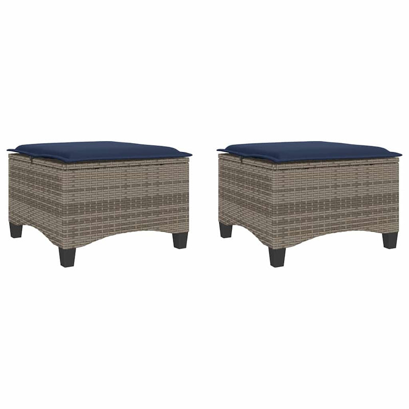 Scaune de grădină cu perne 2 buc Gri 55x55x36 cm Poly Ratan