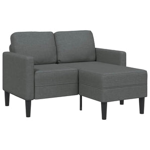 Canapea cu 2 locuri și șezlong în formă de L, gri închis, 125 cm, material textil