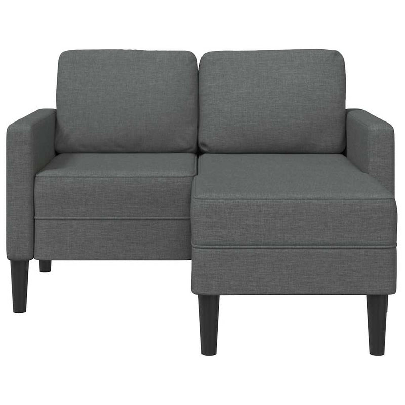 Canapea cu 2 locuri și șezlong în formă de L, gri închis, 125 cm, material textil