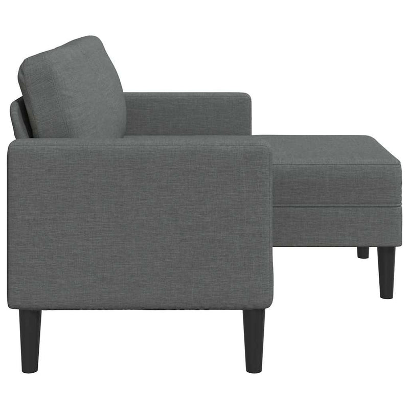 Canapea cu 2 locuri și șezlong în formă de L, gri închis, 125 cm, material textil