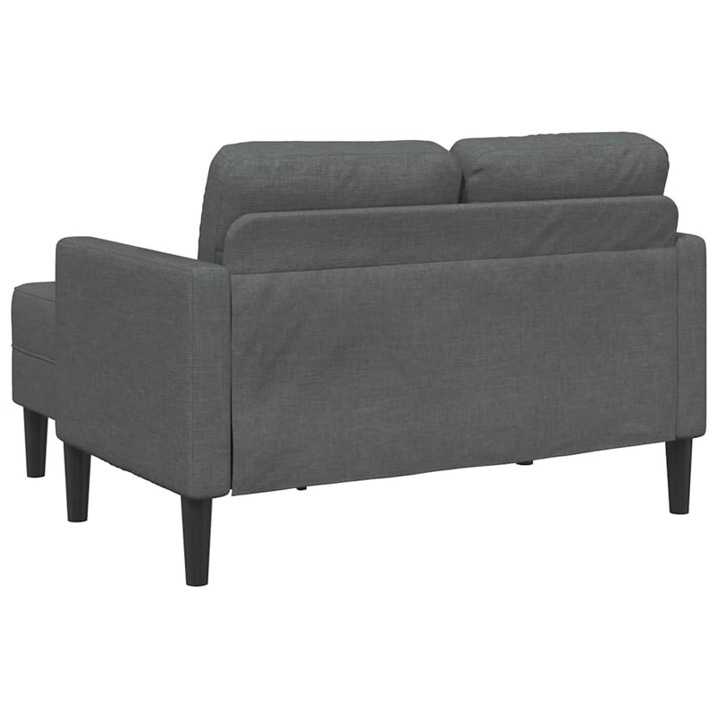 Canapea cu 2 locuri și șezlong în formă de L, gri închis, 125 cm, material textil
