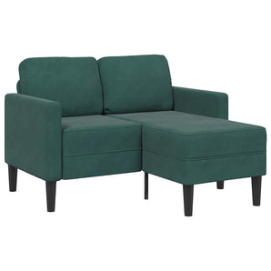 Canapea cu 2 locuri cu șezlong în formă de L verde închis 125cm