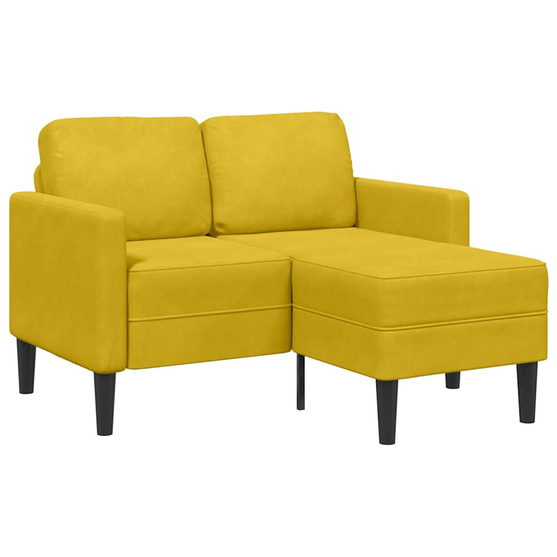Canapea cu 2 locuri cu șezlong în formă L catifea galbenă 125cm