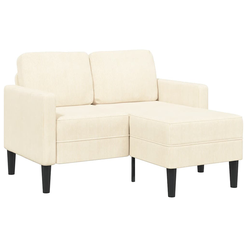 Canapea cu 2 locuri cu șezlong în formă de L crem 125 cm in