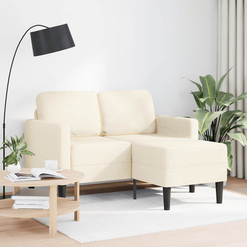 Canapea cu 2 locuri cu șezlong în formă de L crem 125 cm in