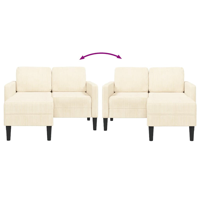 Canapea cu 2 locuri cu șezlong în formă de L crem 125 cm in