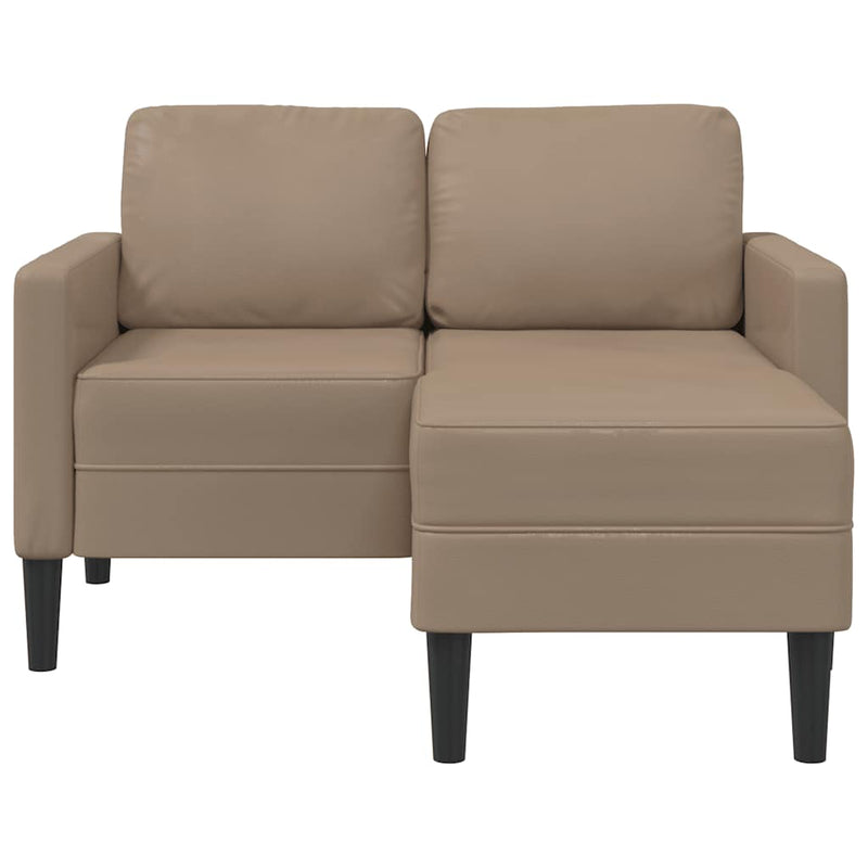 Canapea cu 2 locuri și șezlong în formă de L, Cappuccino, 125 cm, piele ecologică
