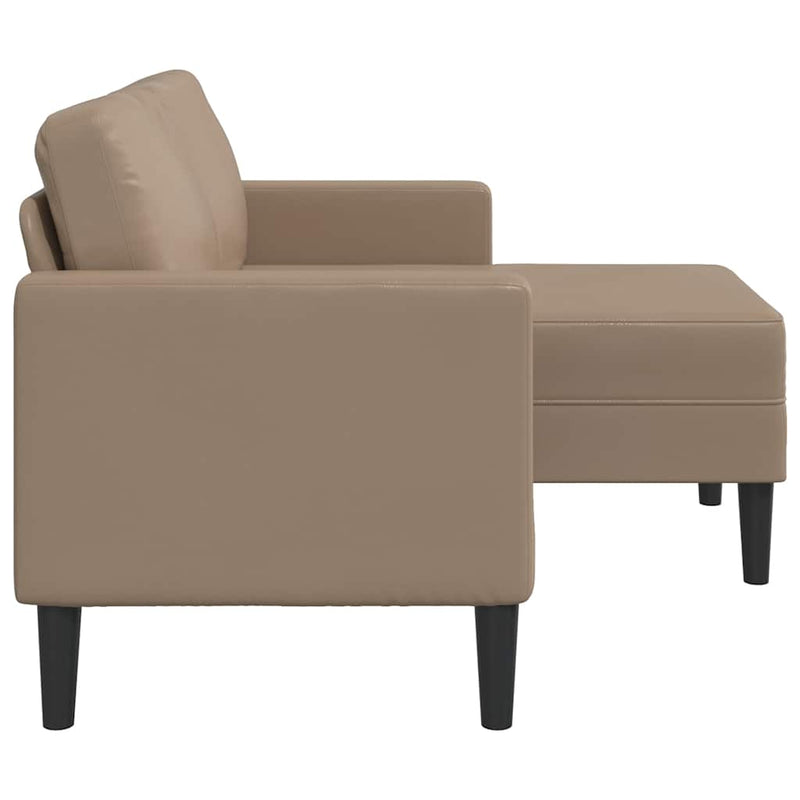 Canapea cu 2 locuri și șezlong în formă de L, Cappuccino, 125 cm, piele ecologică