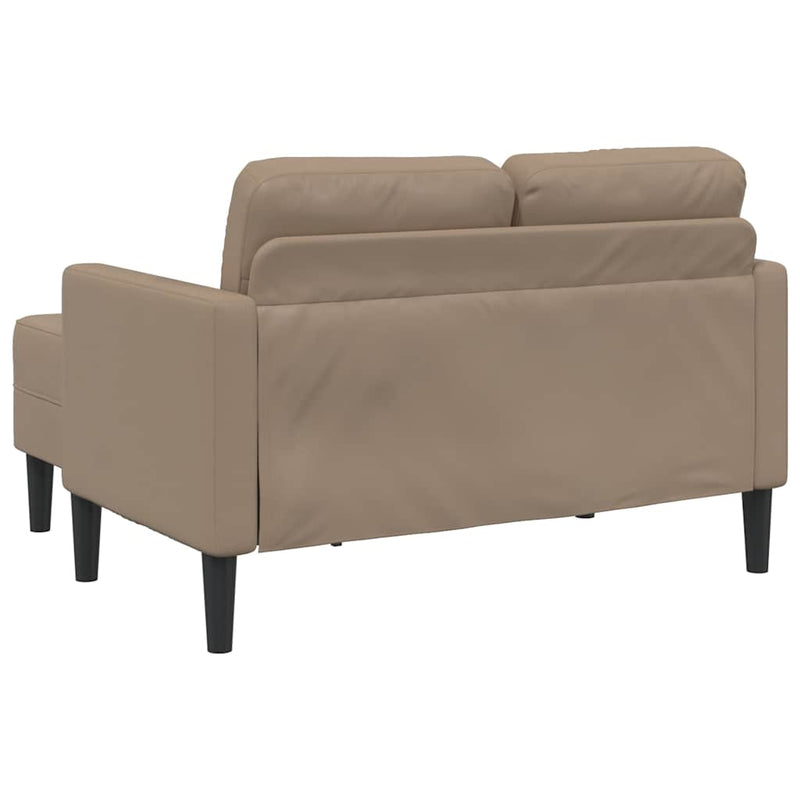 Canapea cu 2 locuri și șezlong în formă de L, Cappuccino, 125 cm, piele ecologică