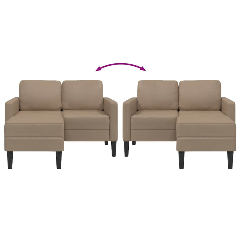 Canapea cu 2 locuri și șezlong în formă de L, Cappuccino, 125 cm, piele ecologică