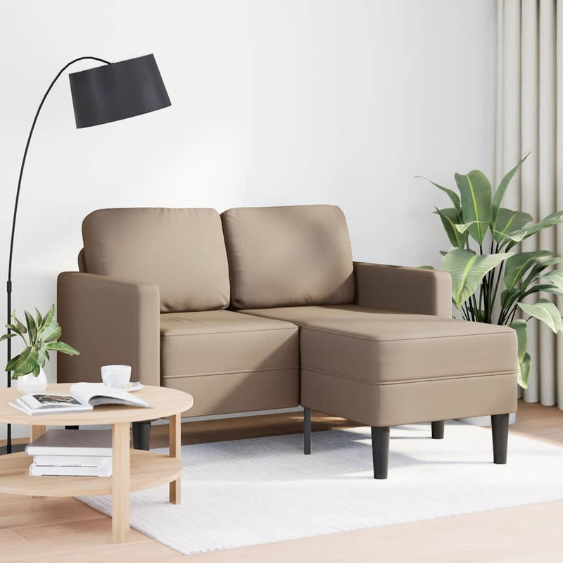 Canapea cu 2 locuri și șezlong în formă de L, Cappuccino, 125 cm, piele ecologică