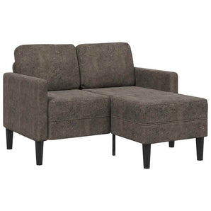 Canapea cu 2 locuri și șezlong în formă de L, gri închis, 125 cm, piele ecologică