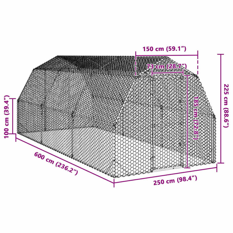 Pui de găină 2,5x6x2,25 m Oțel galvanizat