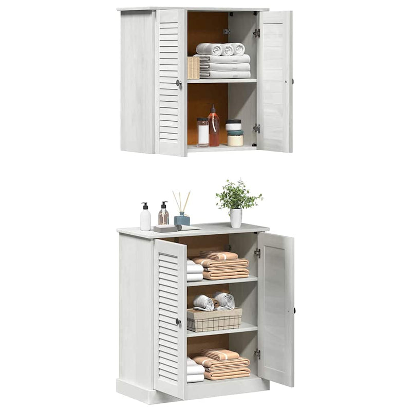Set de mobilier pentru baie 2 buc. Alb și Alb Antic