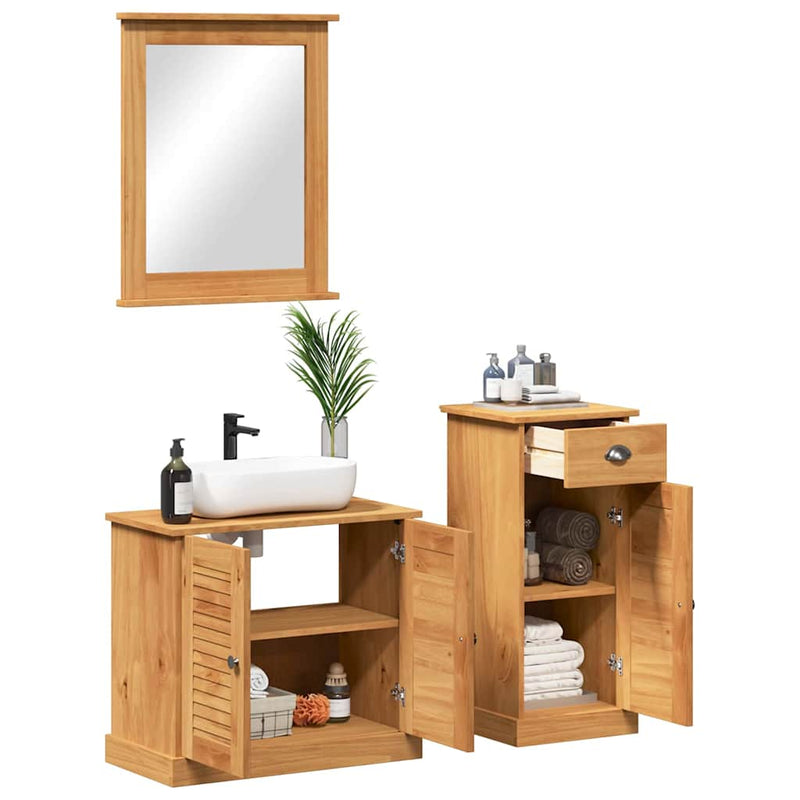 Set de mobilier pentru baie VIGO 3 buc. Maro miere