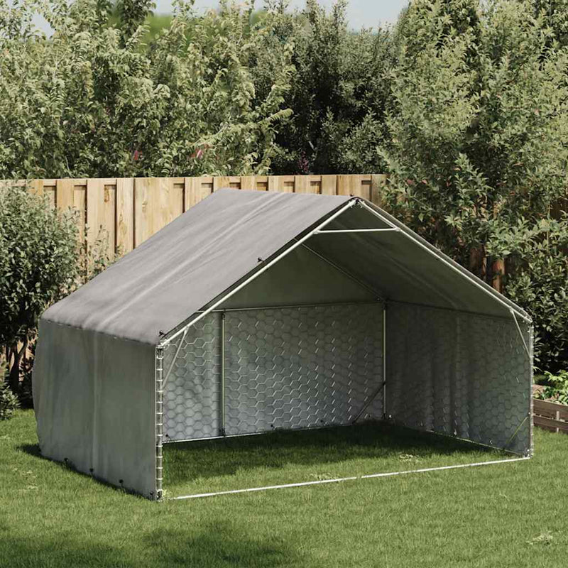Cușcă pentru câini de exterior cu capac 3x2x1,9 m, oțel galvanizat