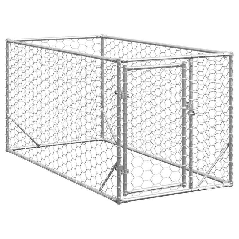 Cușcă pentru câini de exterior cu ușă 2x1x1 m, oțel galvanizat