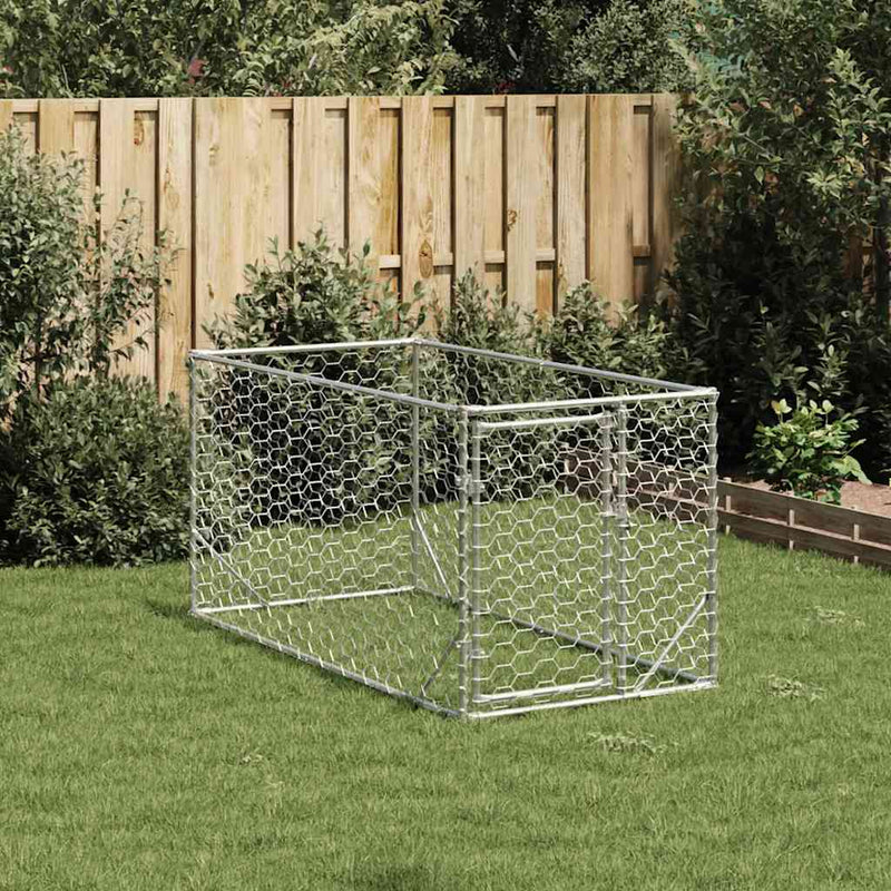 Cușcă pentru câini de exterior cu ușă 2x1x1 m, oțel galvanizat