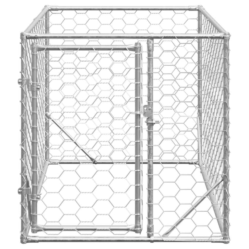 Cușcă pentru câini de exterior cu ușă 2x1x1 m, oțel galvanizat