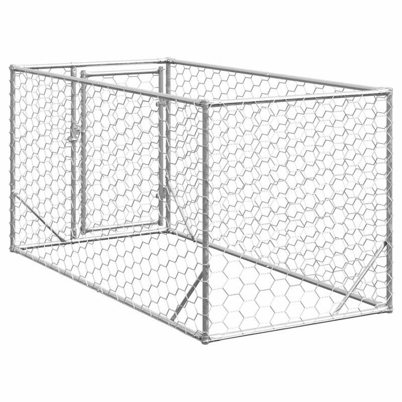 Cușcă pentru câini de exterior cu ușă 2x1x1 m, oțel galvanizat