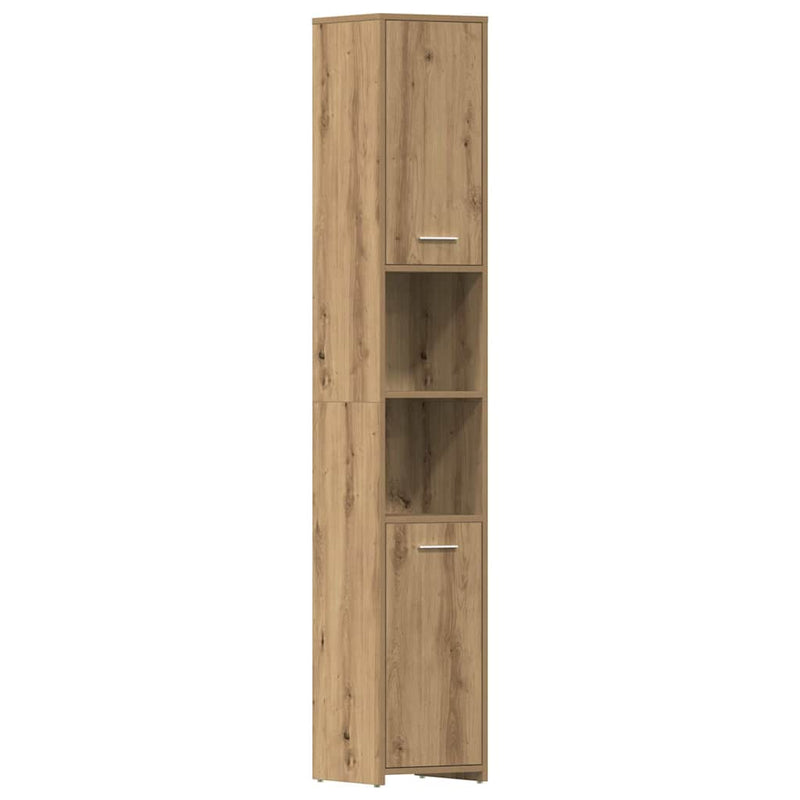 Set mobilier de baie, 4 piese, stejar artizanal, lemn prelucrat