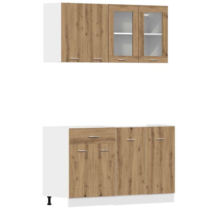 Set dulapuri de bucătărie Lyon 4 piese Artisan Stejar lemn prelucrat