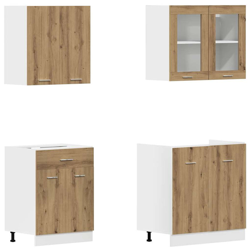 Set dulapuri de bucătărie Lyon 4 piese Artisan Stejar lemn prelucrat