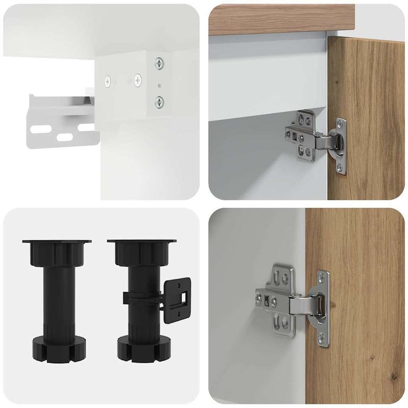 Set dulapuri de bucătărie Lyon 4 piese Artisan Stejar lemn prelucrat