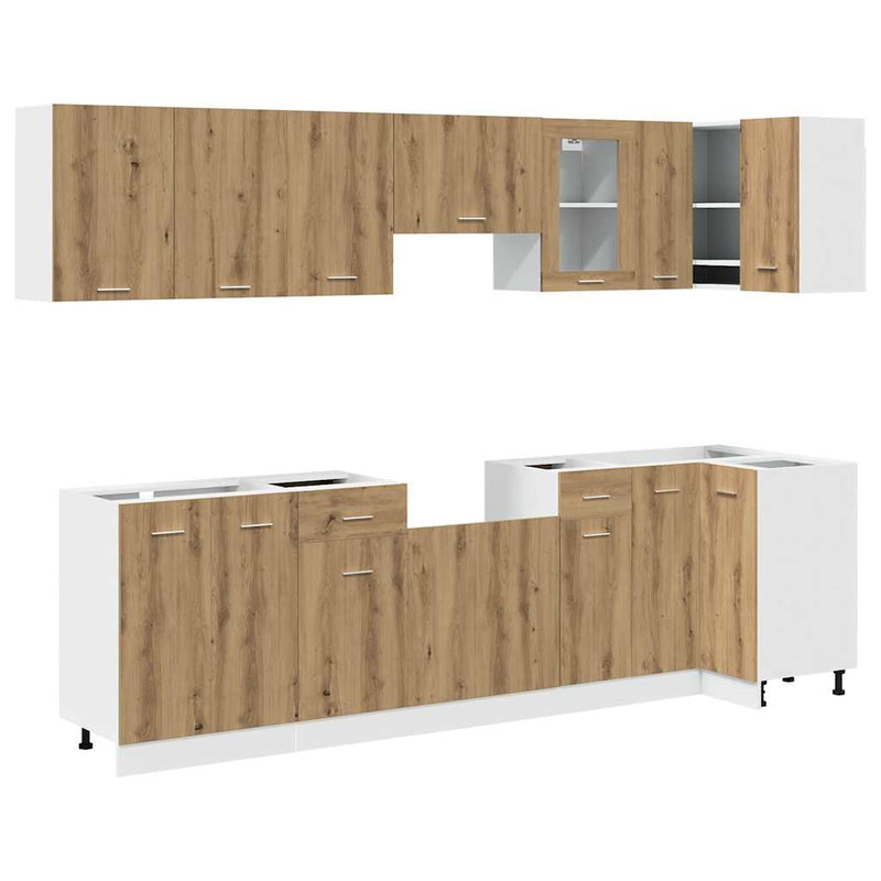Set dulapuri bucătărie Lyon 11 piese Artisan Stejar lemn prelucrat