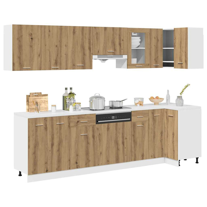 Set dulapuri bucătărie Lyon 11 piese Artisan Stejar lemn prelucrat