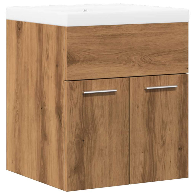 Set mobilier de baie, 2 piese, stejar artizanal, lemn prelucrat