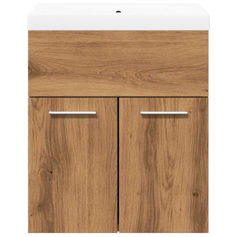 Set mobilier de baie, 2 piese, stejar artizanal, lemn prelucrat