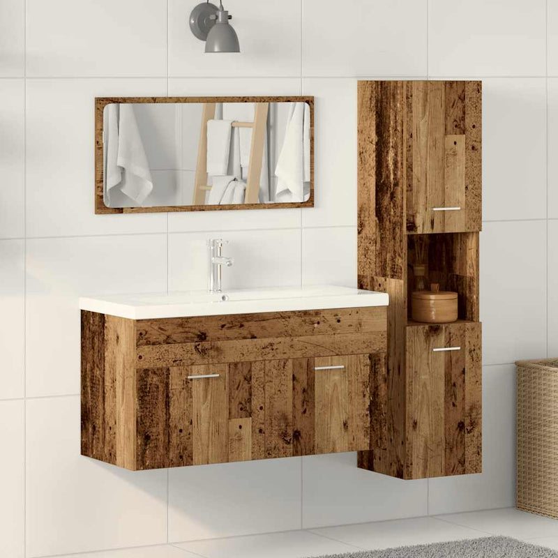 Set mobilier de baie, 3 piese, lemn vechi, lemn prelucrat