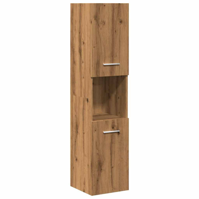 Set mobilier de baie, 4 piese, stejar artizanal, lemn prelucrat