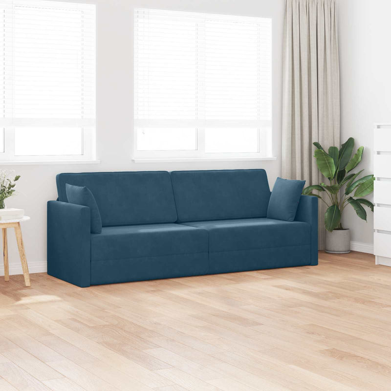 Canapea extensibilă de podea albastru 213 x 70 x 77 cm Catifea