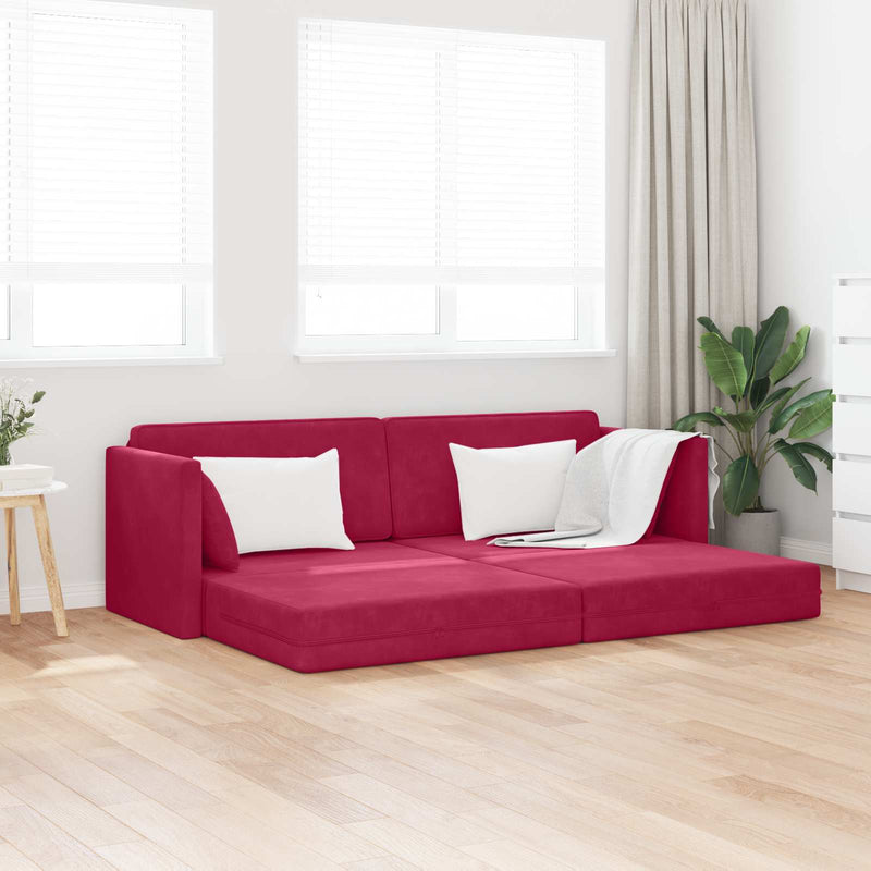 Canapea extensibilă de podea Roșu Vin 213 x 70 x 77 cm Catifea