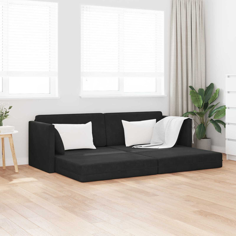 Canapea extensibilă de podea Negru 213 x 70 x 77 cm Catifea