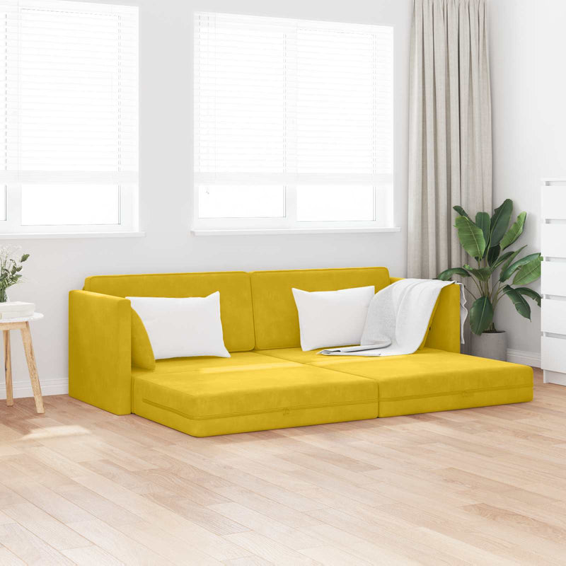 Canapea extensibilă de podea Galben 213 x 70 x 77 cm Catifea