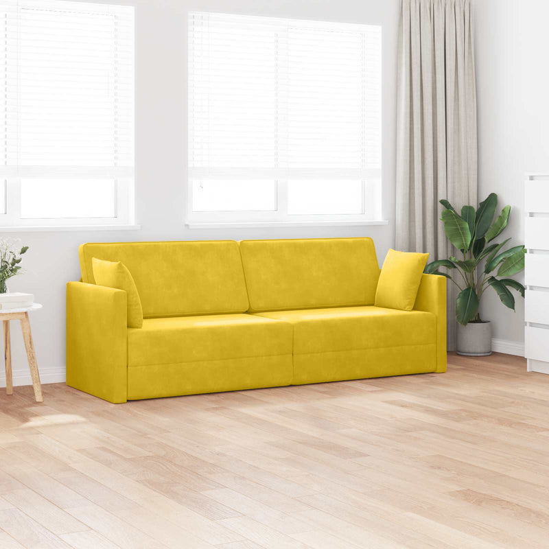 Canapea extensibilă de podea Galben 213 x 70 x 77 cm Catifea