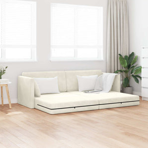Canapea extensibilă de podea Crem 213 x 70 x 77 cm Catifea