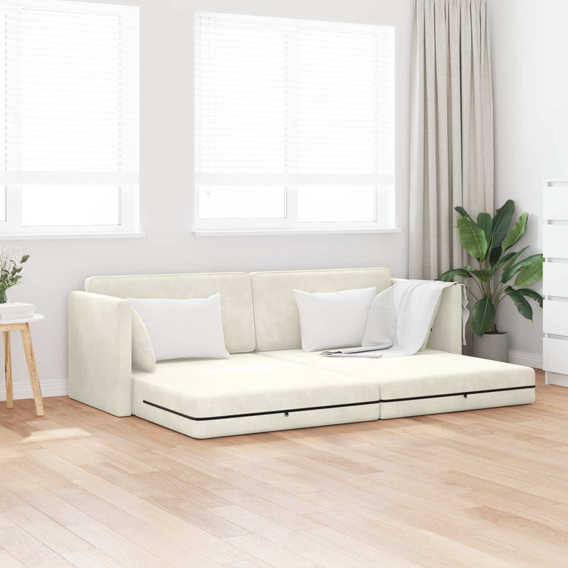Canapea extensibilă de podea Crem 213 x 70 x 77 cm Catifea